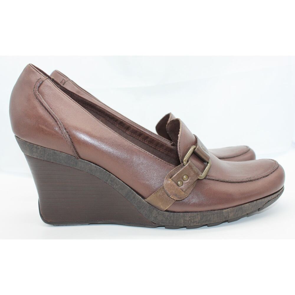 NWOT Kenneth Cole Reaction Brown Leather Cederama Slip On Wedge Loafers Shoes 11 - Picture 6 of 13
